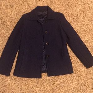 A Lands’ End size 6 blue button up coat